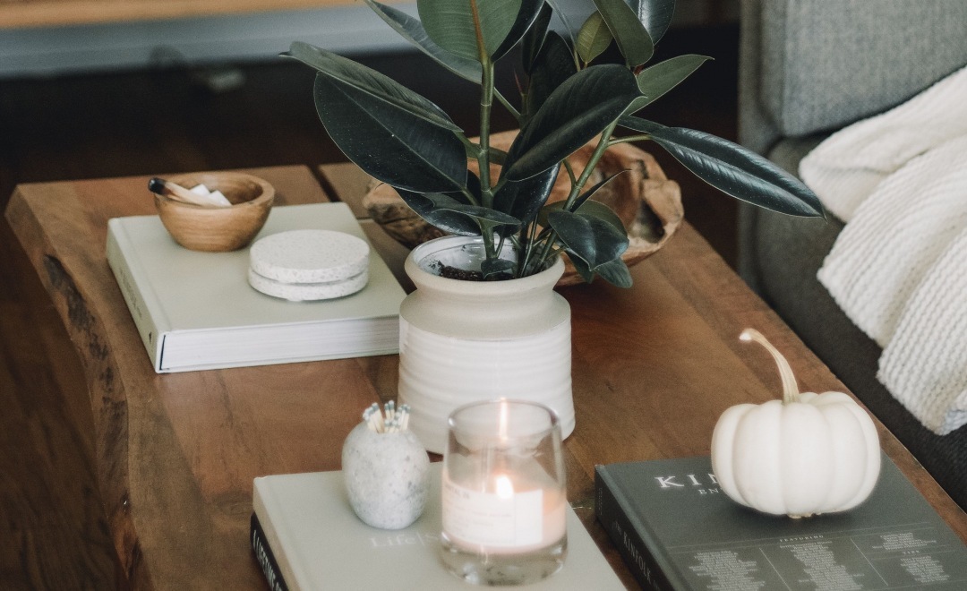 coffee table with decor